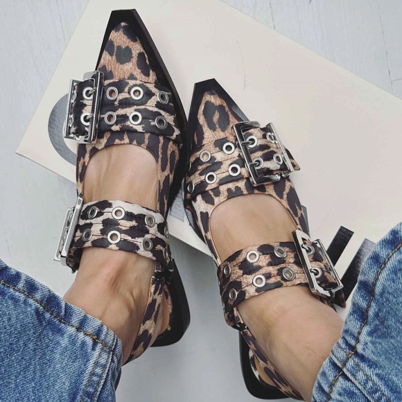 Ganni Shoes - GANNI Leopard Print Buckle Sandals 40